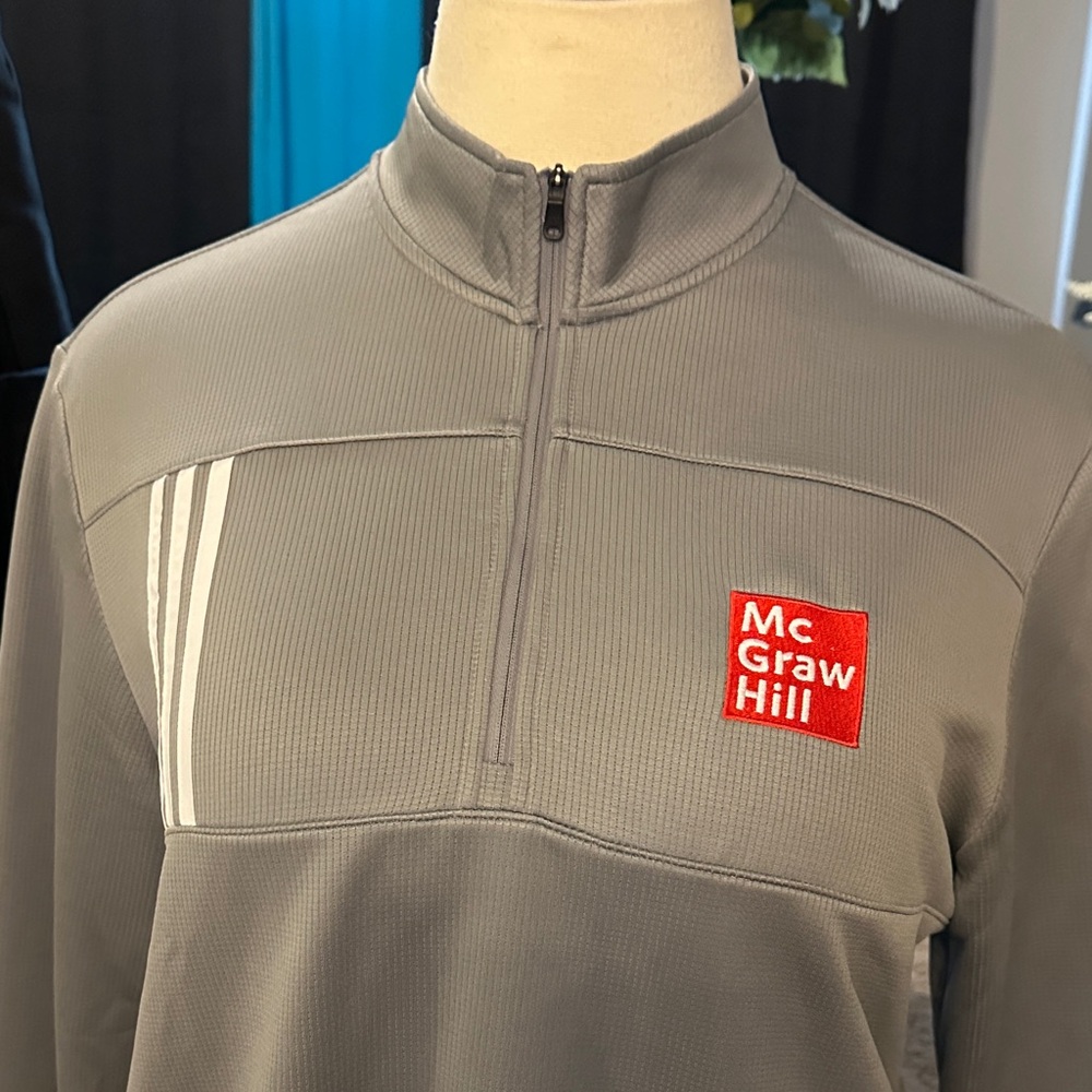 adidas Gray 1/4 Zip Pullover with McGraw Hill Patch - Picture 12 of 13